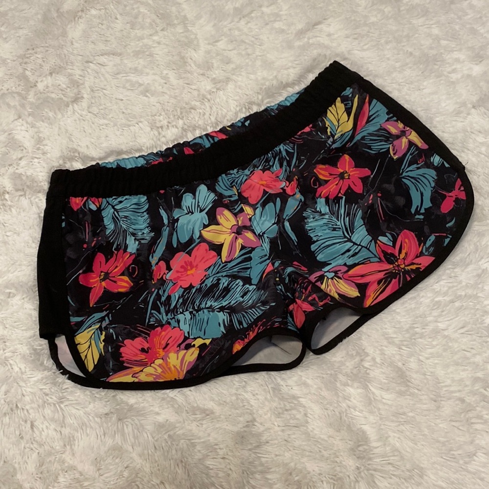 Burnside Floral Swim Coverup Shorts - Black, Pink, Yellow, Blue - Picture 1 of 3